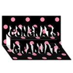 Polka Dots - Flamingo Pink on Black Congrats Graduate 3D Greeting Card (8x4)