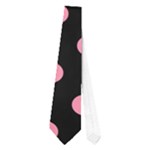 Polka Dots - Flamingo Pink on Black Necktie (One Side)