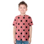 Polka Dots - Black on Coral Pink Kid s Cotton Tee