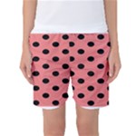 Polka Dots - Black on Coral Pink Women s Basketball Shorts