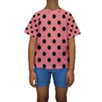 Polka Dots - Black on Coral Pink Kid s Short Sleeve Swimwear
