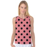 Polka Dots - Black on Coral Pink Women s Basketball Tank Top