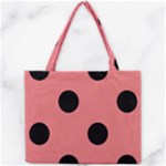 Polka Dots - Black on Coral Pink Mini Tote Bag