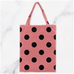 Polka Dots - Black on Coral Pink Classic Tote Bag