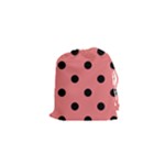 Polka Dots - Black on Coral Pink Drawstring Pouch (XS)