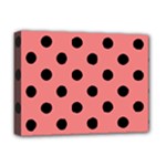 Polka Dots - Black on Coral Pink Deluxe Canvas 16  x 12  (Stretched)