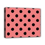 Polka Dots - Black on Coral Pink Canvas 10  x 8  (Stretched)