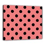 Polka Dots - Black on Coral Pink Canvas 24  x 20  (Stretched)