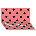 Polka Dots - Black on Coral Pink Twin Heart Bottom 3D Greeting Card (8x4)