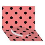 Polka Dots - Black on Coral Pink Circle Bottom 3D Greeting Card (7x5)