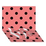 Polka Dots - Black on Coral Pink LOVE Bottom 3D Greeting Card (7x5)