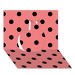 Polka Dots - Black on Coral Pink Apple 3D Greeting Card (7x5)