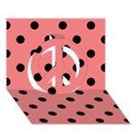 Polka Dots - Black on Coral Pink Peace Sign 3D Greeting Card (7x5)