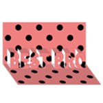 Polka Dots - Black on Coral Pink BEST BRO 3D Greeting Card (8x4)