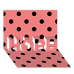 Polka Dots - Black on Coral Pink HOPE 3D Greeting Card (7x5)