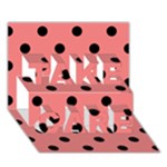 Polka Dots - Black on Coral Pink TAKE CARE 3D Greeting Card (7x5)