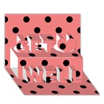 Polka Dots - Black on Coral Pink Get Well 3D Greeting Card (7x5)