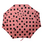 Polka Dots - Black on Coral Pink Folding Umbrella