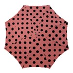 Polka Dots - Black on Coral Pink Golf Umbrella