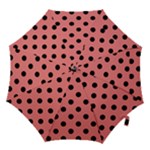 Polka Dots - Black on Coral Pink Hook Handle Umbrella (Medium)