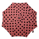 Polka Dots - Black on Coral Pink Hook Handle Umbrella (Small)