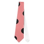 Polka Dots - Black on Coral Pink Necktie (One Side)