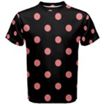 Polka Dots - Coral Pink on Black Men s Cotton Tee