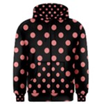 Polka Dots - Coral Pink on Black Men s Zipper Hoodie