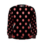 Polka Dots - Coral Pink on Black Women s Sweatshirt