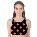 Polka Dots - Coral Pink on Black Tank Bikini Top