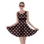Polka Dots - Coral Pink on Black Skater Dress