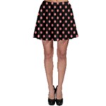Polka Dots - Coral Pink on Black Skater Skirt