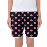 Polka Dots - Coral Pink on Black Women s Basketball Shorts