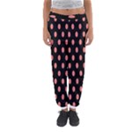 Polka Dots - Coral Pink on Black Women s Jogger Sweatpants