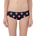 Polka Dots - Coral Pink on Black Classic Bikini Bottoms