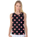 Polka Dots - Coral Pink on Black Women s Basketball Tank Top