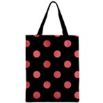 Polka Dots - Coral Pink on Black Zipper Classic Tote Bag
