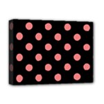 Polka Dots - Coral Pink on Black Deluxe Canvas 16  x 12  (Stretched)