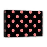 Polka Dots - Coral Pink on Black Deluxe Canvas 18  x 12  (Stretched)
