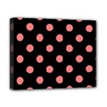 Polka Dots - Coral Pink on Black Canvas 10  x 8  (Stretched)