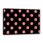 Polka Dots - Coral Pink on Black Canvas 18  x 12  (Stretched)