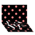 Polka Dots - Coral Pink on Black LOVE Bottom 3D Greeting Card (7x5)