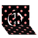 Polka Dots - Coral Pink on Black Peace Sign 3D Greeting Card (7x5)