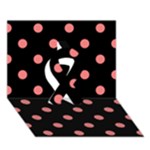 Polka Dots - Coral Pink on Black Ribbon 3D Greeting Card (7x5)