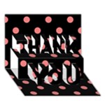 Polka Dots - Coral Pink on Black THANK YOU 3D Greeting Card (7x5)