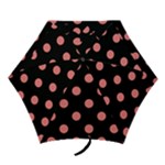 Polka Dots - Coral Pink on Black Mini Umbrella