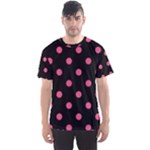 Polka Dots - Dark Pink on Black Men s Sport Mesh Tee