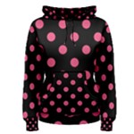 Polka Dots - Dark Pink on Black Women s Pullover Hoodie