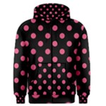Polka Dots - Dark Pink on Black Men s Zipper Hoodie