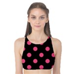 Polka Dots - Dark Pink on Black Tank Bikini Top